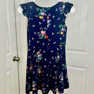 Gap Kids Large Navy Floral Flutter Sleeve Dress